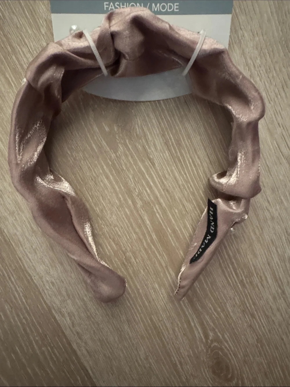 Mauve Metallic Pearl-Embellished Satin Headband NEW 🏷️